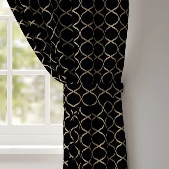 Curtain Tieback with Trellis Pattern - Indigo