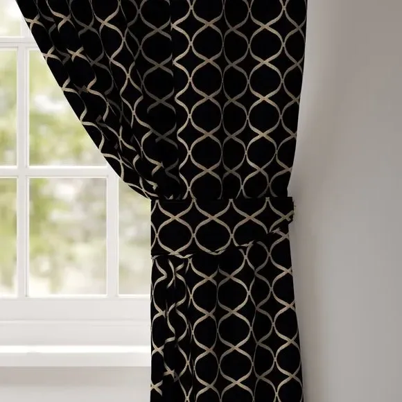 Curtain Tieback with Trellis Pattern - Indigo