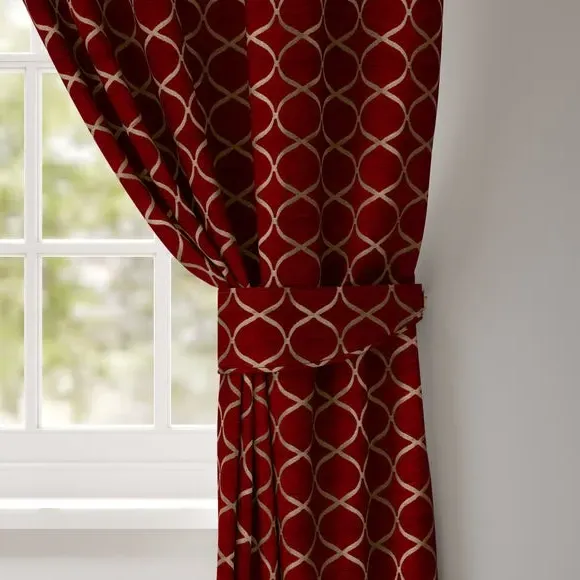 Curtain Tieback with Trellis Pattern - Rosso