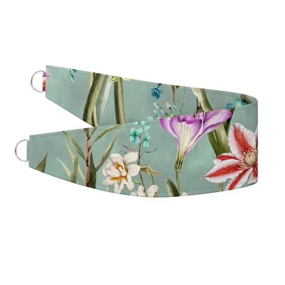 Curtain Tieback with Tropical Design - Jade, Velvet