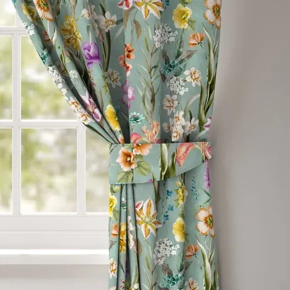Curtain Tieback with Tropical Design - Jade, Velvet image