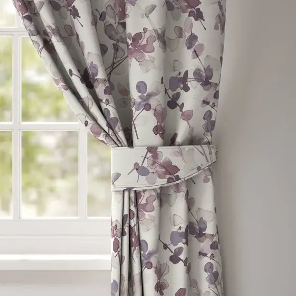 Curtain Tieback with Watercolour Design - Mauve