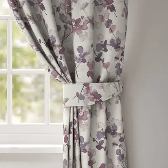Curtain Tieback with Watercolour Design - Mauve image
