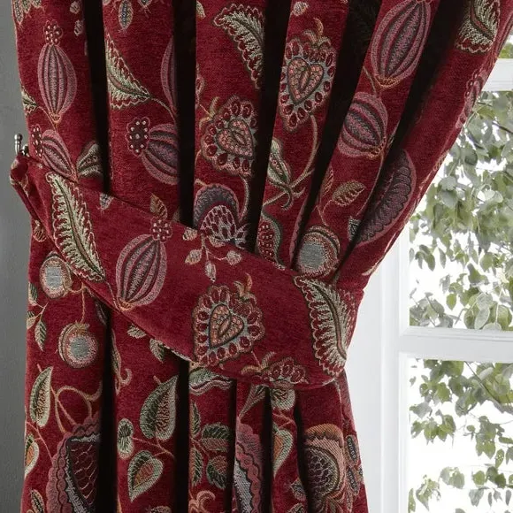 Curtain Tiebacks with D-Ring - Red, Chenille image