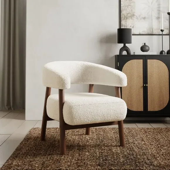 Curved Accent Chair - Ivory, Sherpa image