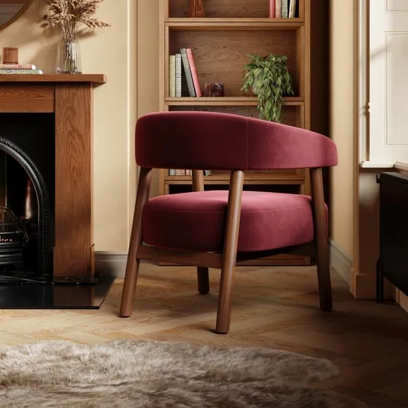 Curved Accent Chair - Kidney, Velvet