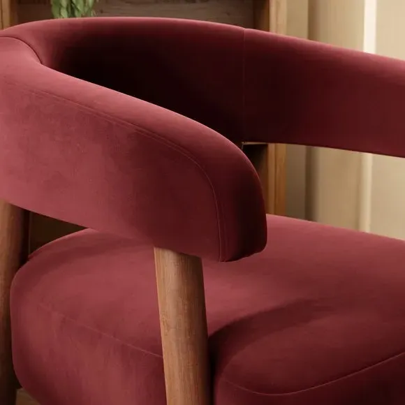 Curved Accent Chair - Kidney, Velvet