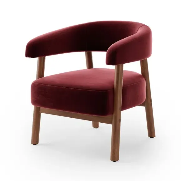 Curved Accent Chair - Kidney, Velvet