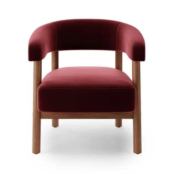 Curved Accent Chair - Kidney, Velvet