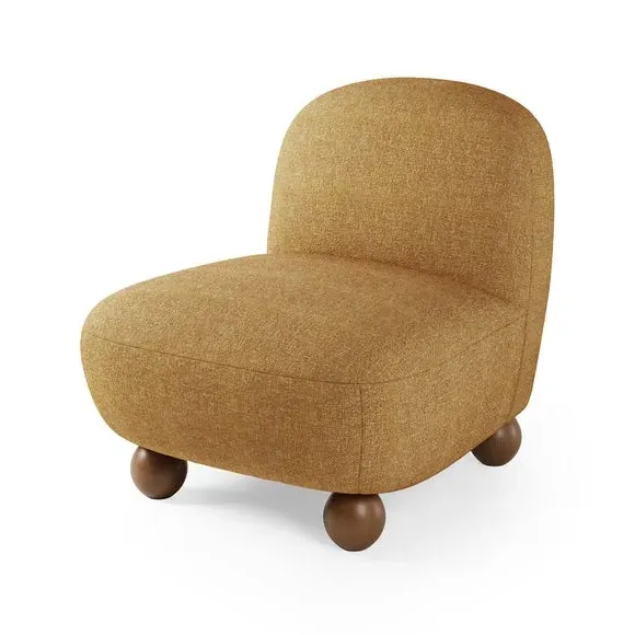 Curved Accent Chair - Ochre, Boucle