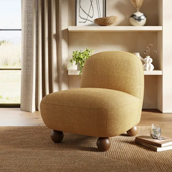 Curved Accent Chair - Ochre, Boucle image