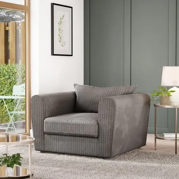Curved Arm Snuggle Chair - Grey, Jumbo Cord