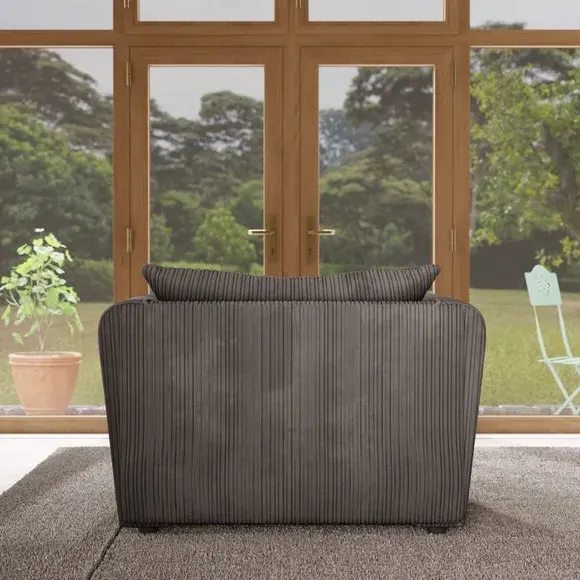 Curved Arm Snuggle Chair - Grey, Jumbo Cord