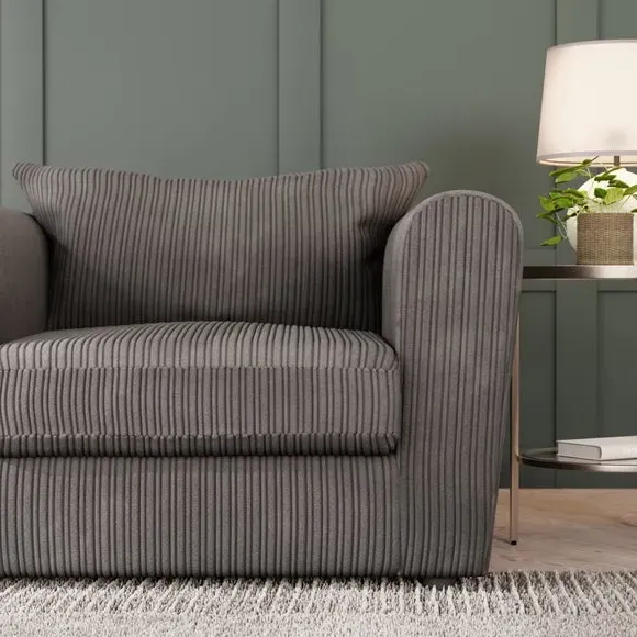 Curved Arm Snuggle Chair - Grey, Jumbo Cord