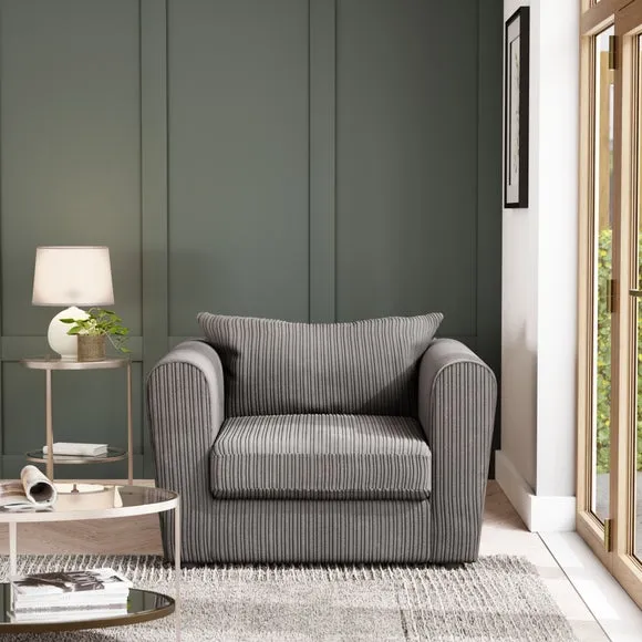 Curved Arm Snuggle Chair - Grey, Jumbo Cord image