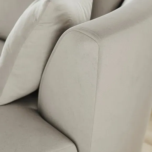 Curved Arm Swivel Chair - Grey, Velvet