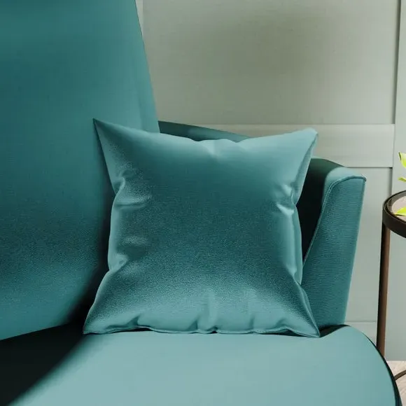 Curved Arm Swivel Chair - Teal, Velvet
