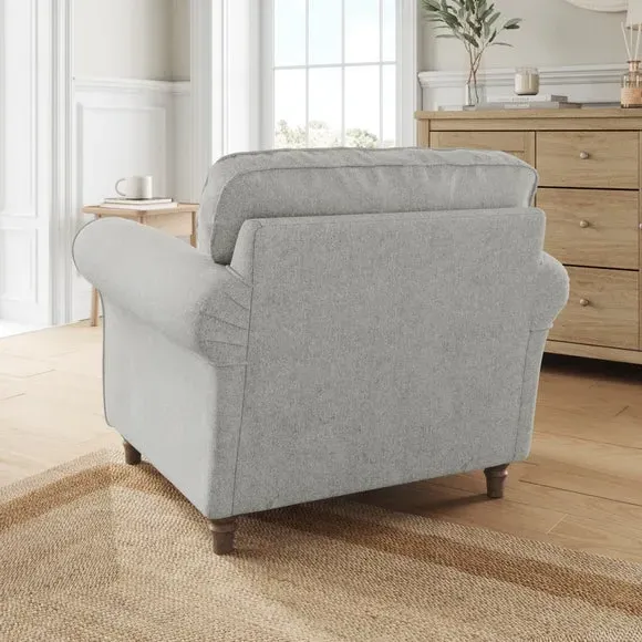 Curved Armchair with Piped Edge - Grey, Chenille