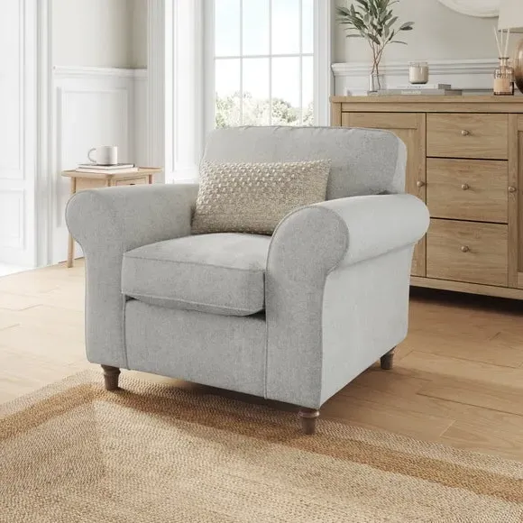 Curved Armchair with Piped Edge - Grey, Chenille image