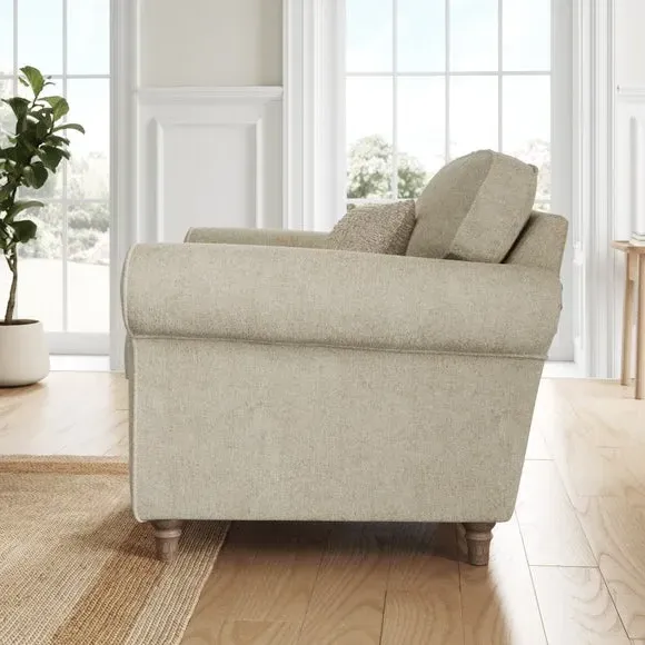 Curved Armchair with Piped Edge - Sandstone, Chenille