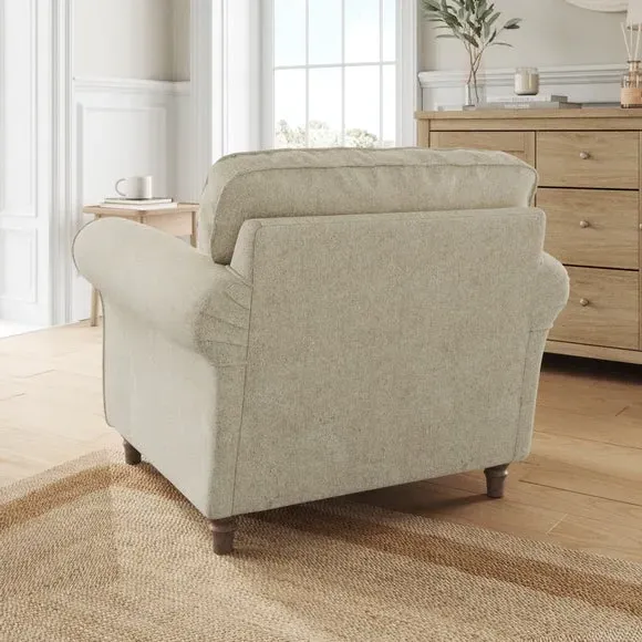 Curved Armchair with Piped Edge - Sandstone, Chenille