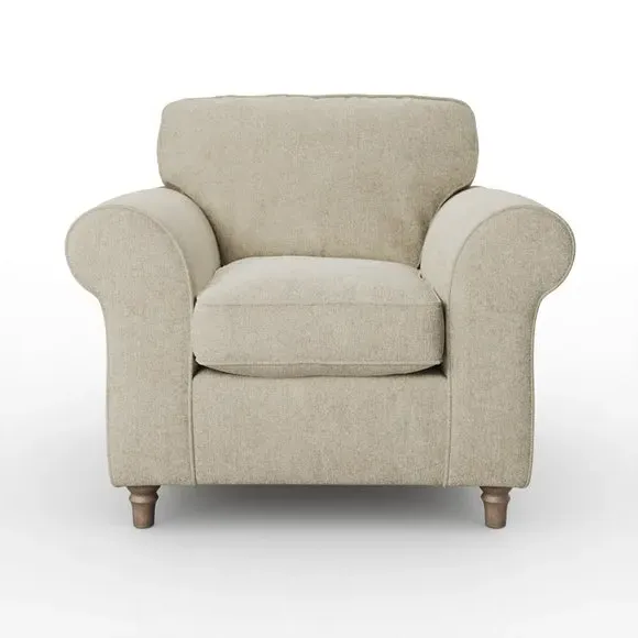 Curved Armchair with Piped Edge - Sandstone, Chenille