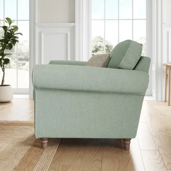 Curved Armchair with Piped Edge - Seafoam, Chenille