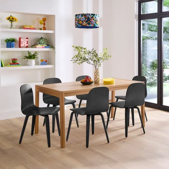 Curved Back Dining Chair - Black Stained, Wood