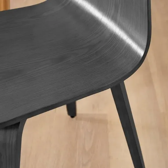 Curved Back Dining Chair - Black Stained, Wood