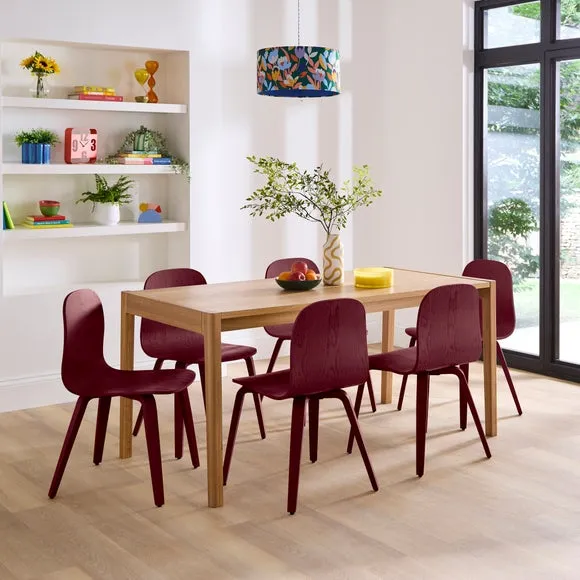 Curved Back Dining Chair - Burgundy, Wood