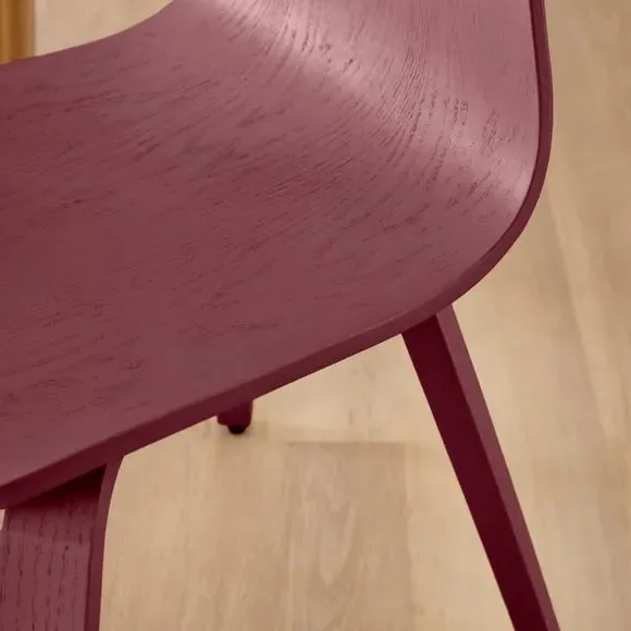 Curved Back Dining Chair - Burgundy, Wood