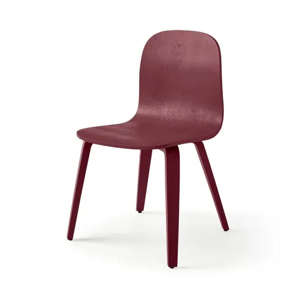 Curved Back Dining Chair - Burgundy, Wood