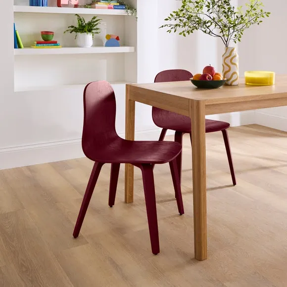 Curved Back Dining Chair - Burgundy, Wood