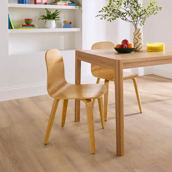 Curved Back Dining Chair - Modern Oak, Wood