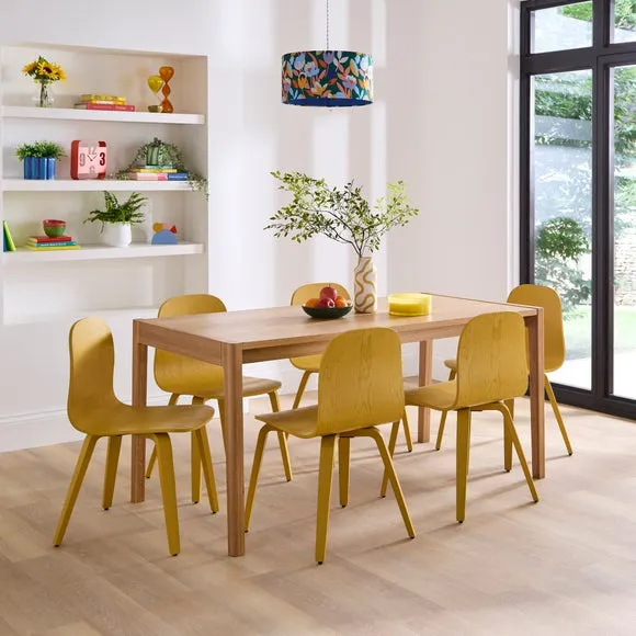 Curved Back Dining Chair - Ochre, Wood
