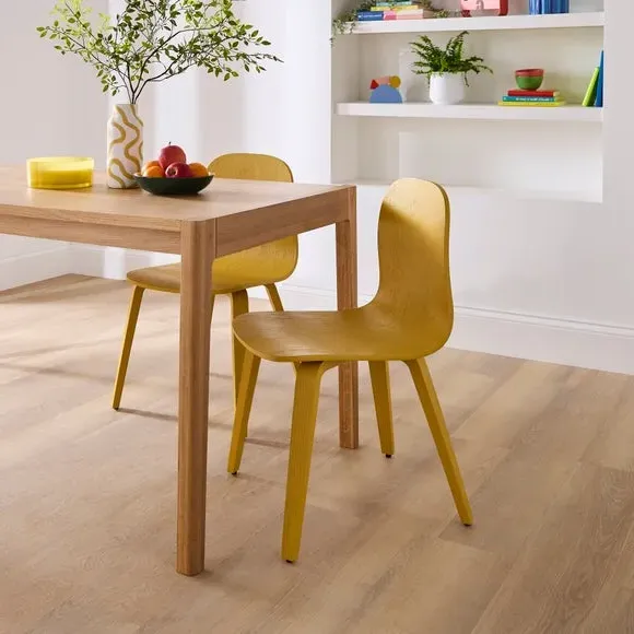 Curved Back Dining Chair - Ochre, Wood