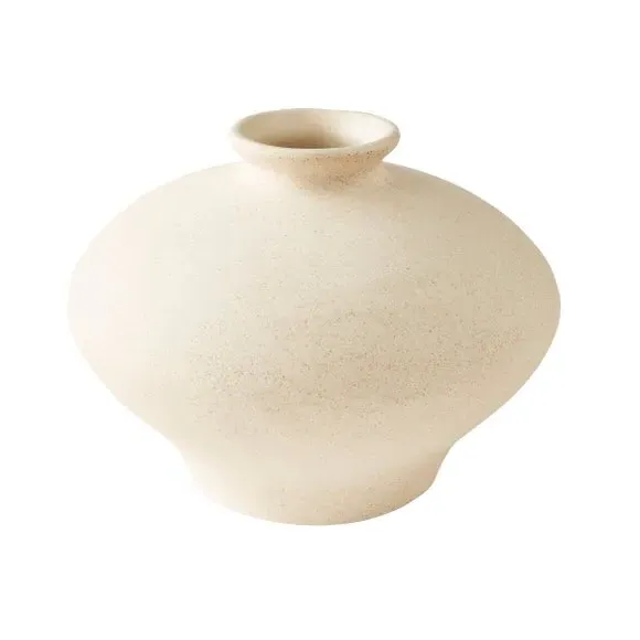 Curved Ceramic Vase - Cream, Ceramic