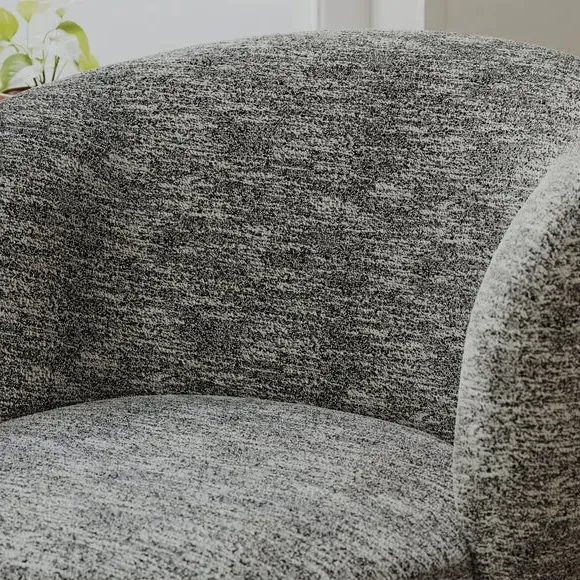 Curved Chair with Footstool - Monochrome, Fabric