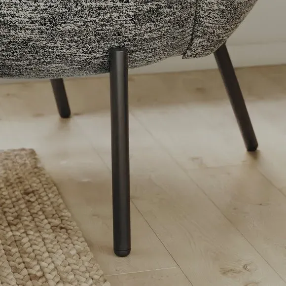 Curved Chair with Footstool - Monochrome, Fabric