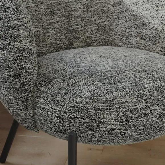 Curved Chair with Footstool - Monochrome, Fabric