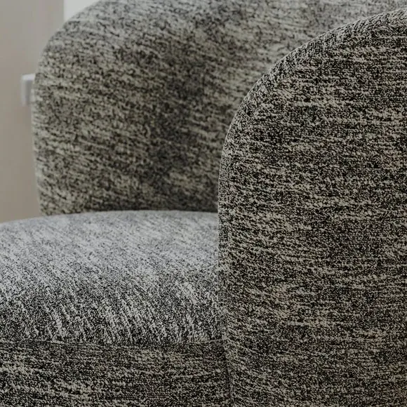 Curved Chair with Footstool - Monochrome, Fabric