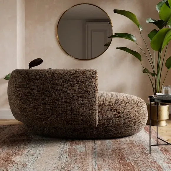 Curved Chaise Lounge - Bronze, Boucle Fabric