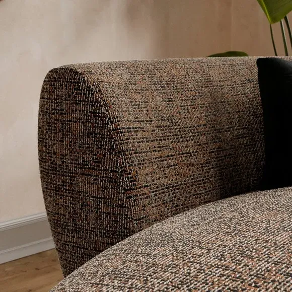 Curved Chaise Lounge - Bronze, Boucle Fabric