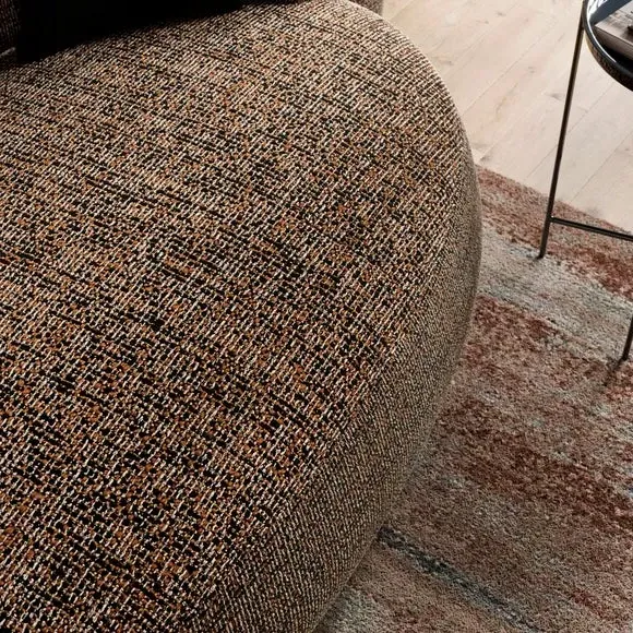 Curved Chaise Lounge - Bronze, Boucle Fabric