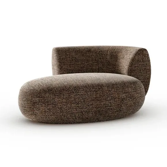 Curved Chaise Lounge - Bronze, Boucle Fabric