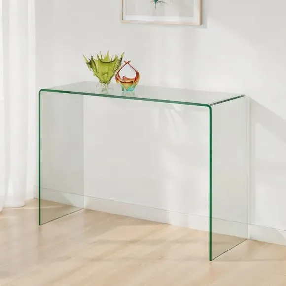 Curved Console Table - Clear, Tempered Glass image