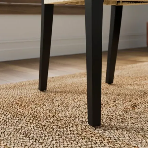 Curved Dining Chair with Woven Seat - Black, Wood