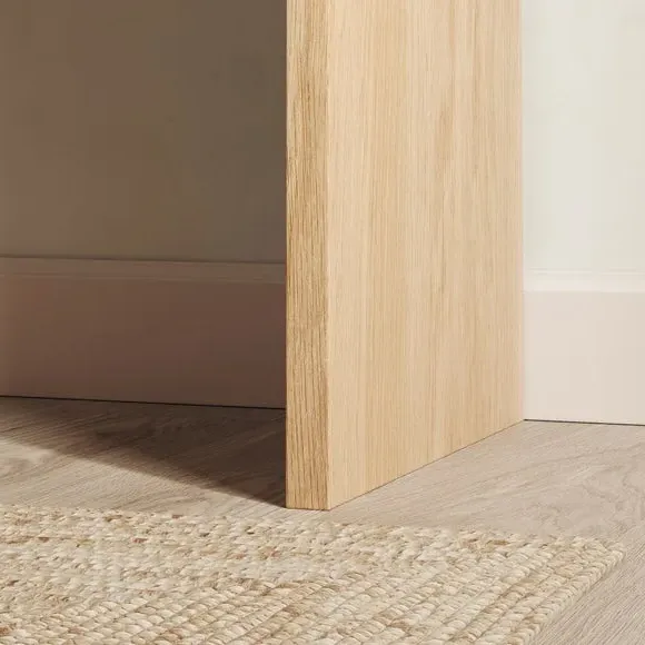 Curved Dressing Table with Mirror - Light Oak