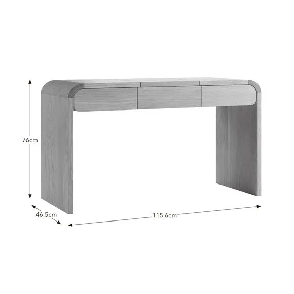 Curved Dressing Table with Mirror - Light Oak