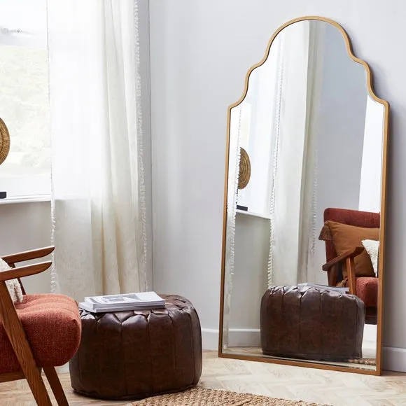 Curved Full Length Leaner Mirror - Gold image